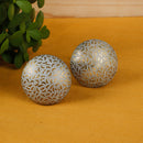 Moroccan Inspired White & Gold Patterned Brass Knob 1Pc