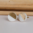 Brass Gold And White Marble Cupboard Door Knobs 1Pc