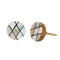 Cross Diamond Pattern Black & White Resin,Wood & MOP Cupboard Door Knob, Drawer Pull 1Pc