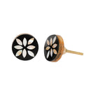 Petals Design Black & White Resin,Wood & MOP Cupboard Door Knob, Drawer Pull 1Pc