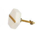 Modern Handcrafted Hexagon White Marble Stone & Brass Door/ Cabinet/Door Knobs 1Pc