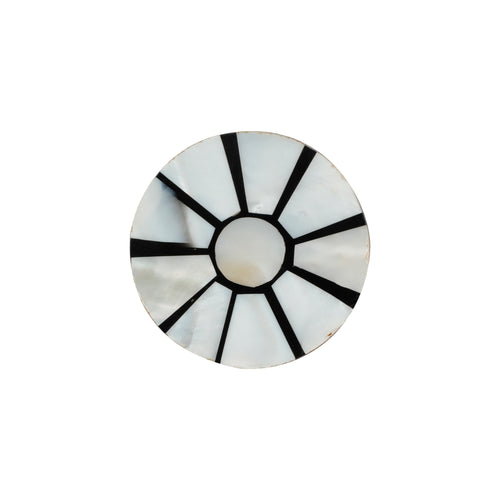 Chakra Design Black & White Resin,Wood & MOP Cupboard Door Knob, Drawer Pull ( Pack Of 10 )