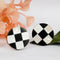 Check Design Black & White Resin,Wood & MOP Cupboard Door Knob, Drawer Pull 1Pc