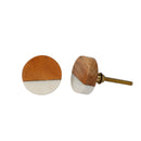 White Marble Stone and Wooden Round Knob 1PC