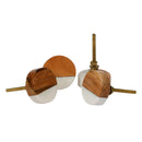 White Marble Stone and Wooden Round Knob 1PC