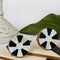 Flower Pattern Black & White Resin,Wood & MOP Cupboard Door Knob, Drawer Pull 1Pc