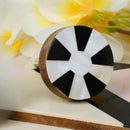 Flower Pattern Black & White Resin,Wood & MOP Cupboard Door Knob, Drawer Pull 1Pc