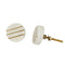 Modern Handcrafted Round White Marble Stone & 3 Line Brass Door/ Cabinet/Door Knobs 1Pc