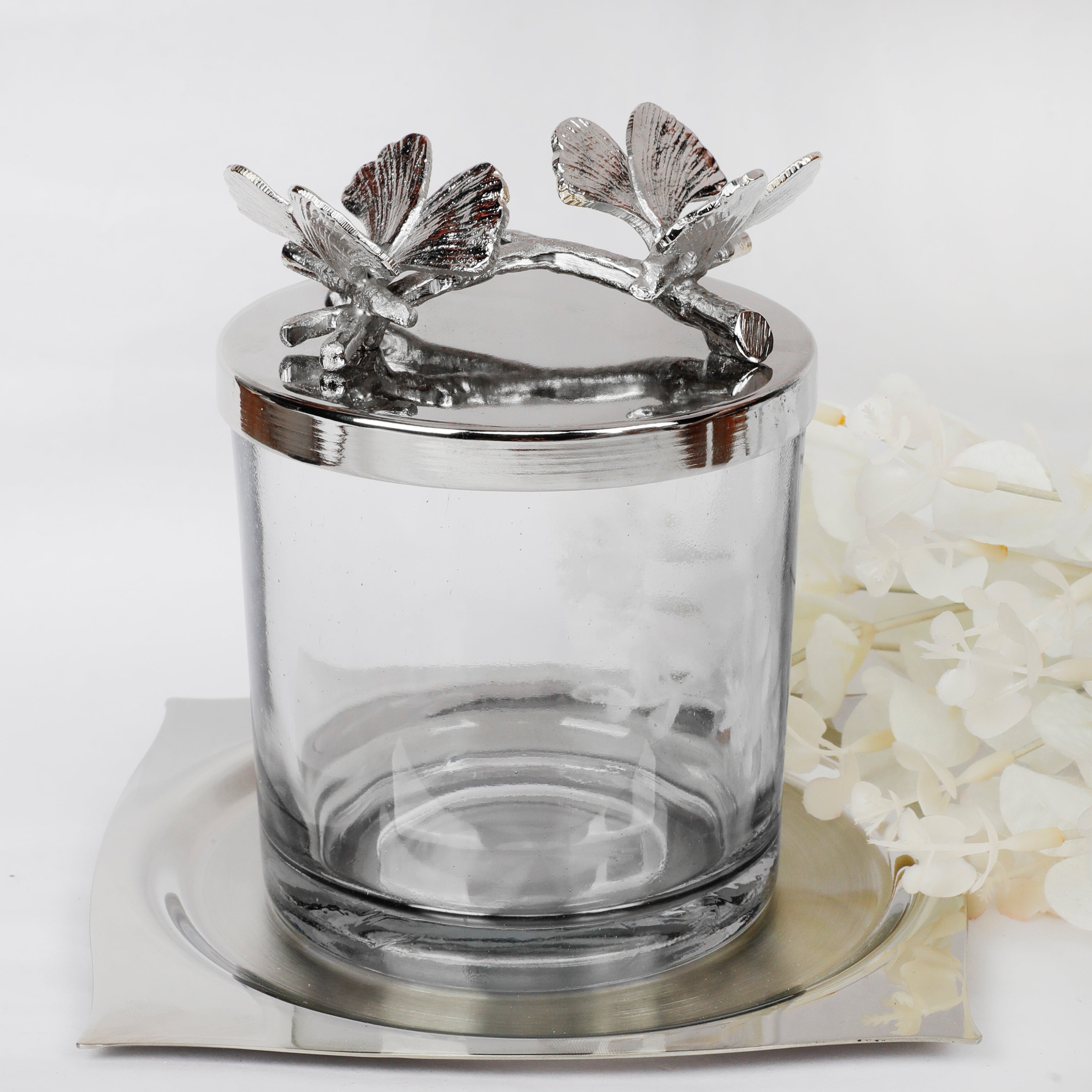 Condiment Pickle Jar Holder With Butter fly Lid