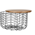 Metal Wire Fruit/Veggie/Multipurpose Basket With Wooden Lid For By Fita