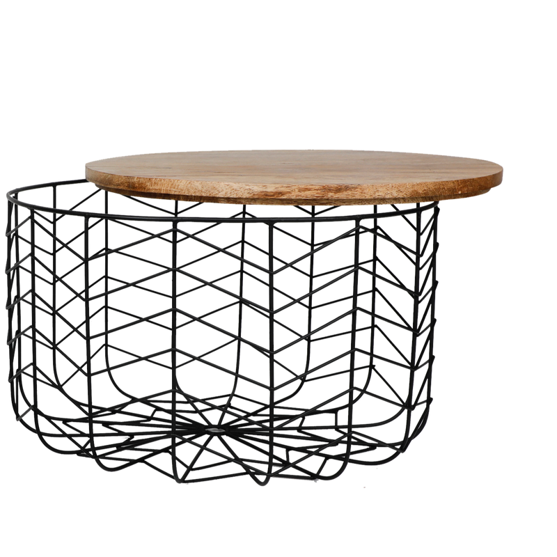 Metal Wire Fruit/Veggie/Multipurpose Basket With Wooden Lid By Fita