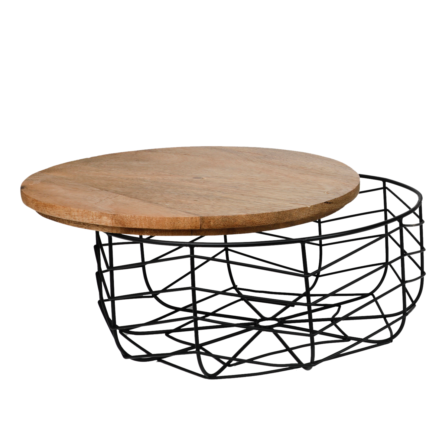 Metal Wire Fruit/Veggie/Multipurpose Basket With Wooden Lid By Fita