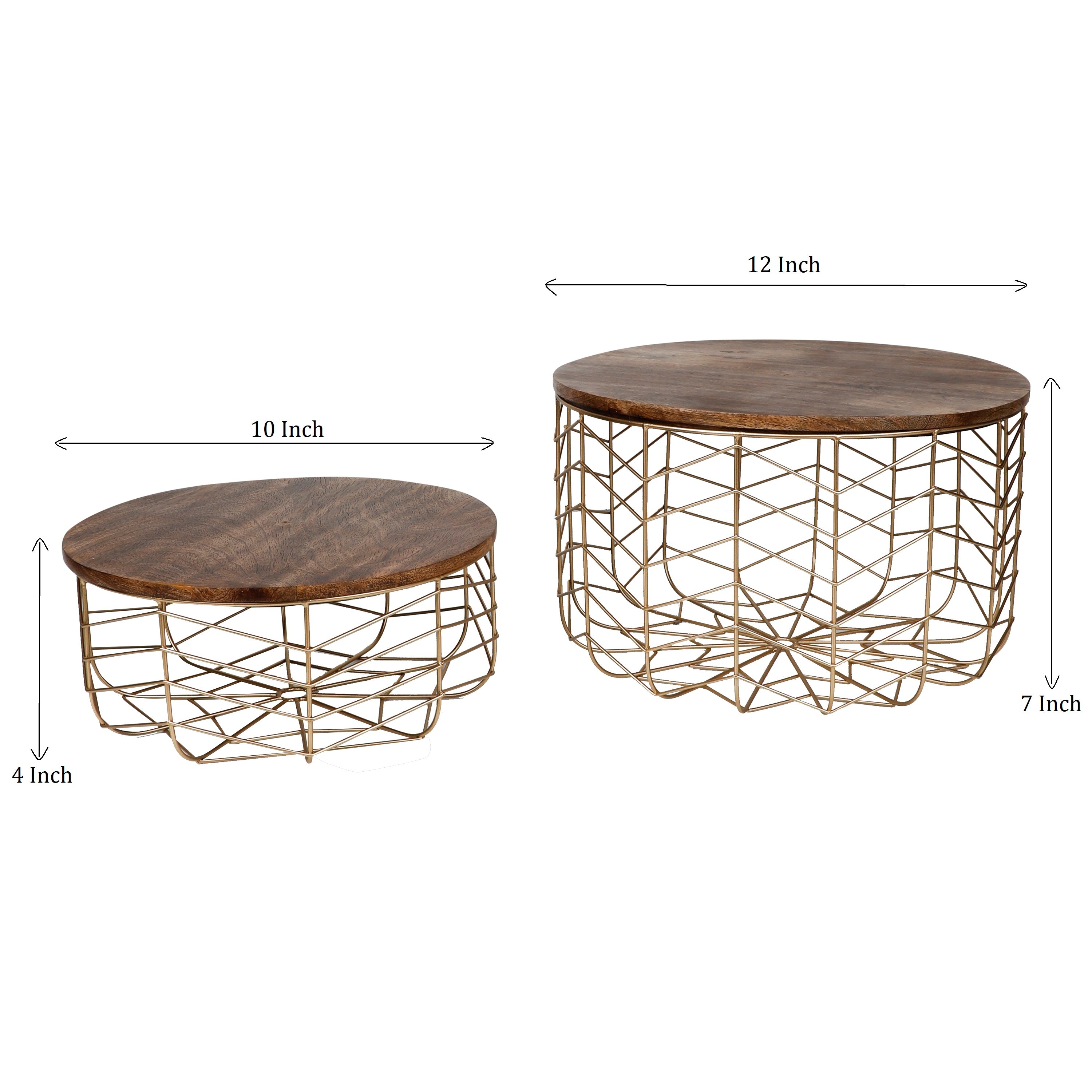Metal Wire Fruit/Veggie/Multipurpose Basket With Wooden Lid By Fita