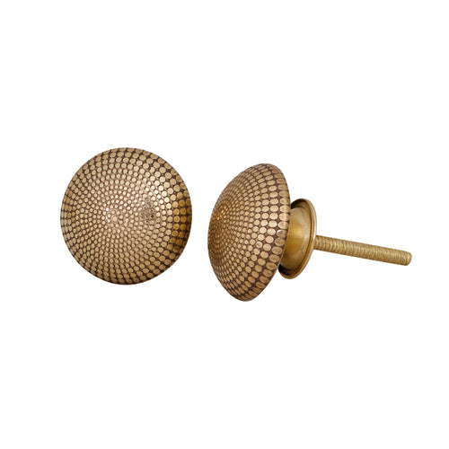 Brass Dotted Design Circular Cabinet Knob ( Pack Of 10 )