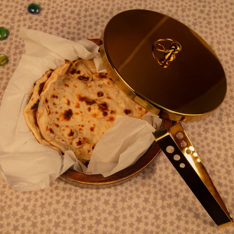 Stylish Wooden & Steel Chapati Roti Box Casserole Container Holder Wit ...