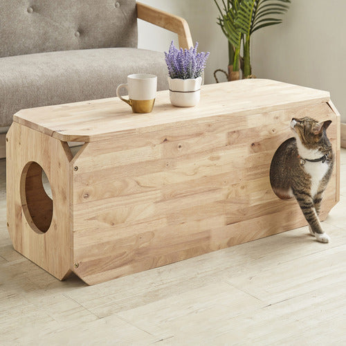 Modular Wooden Bench Cat/Dog House With Open Corners By Miza