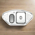 Nirali Monarch Single Bowl Kitchen Sink in Stainless Steel 304 Grade with Veg Bowl + PVC Plumbing Connector - peelOrange.com