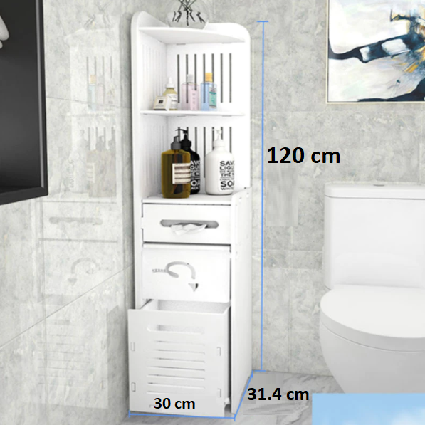 Bathroom PVC Side Corner Cabinet Furniture slide Out Drawers For Bathroom With Free Soap Dish By Miza