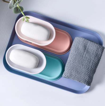 Portable Double Layer Color Soap Holder Dish
