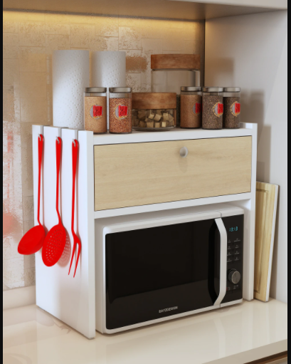 Microwave Oven Rack White Kitchen Counter Top Display Stand