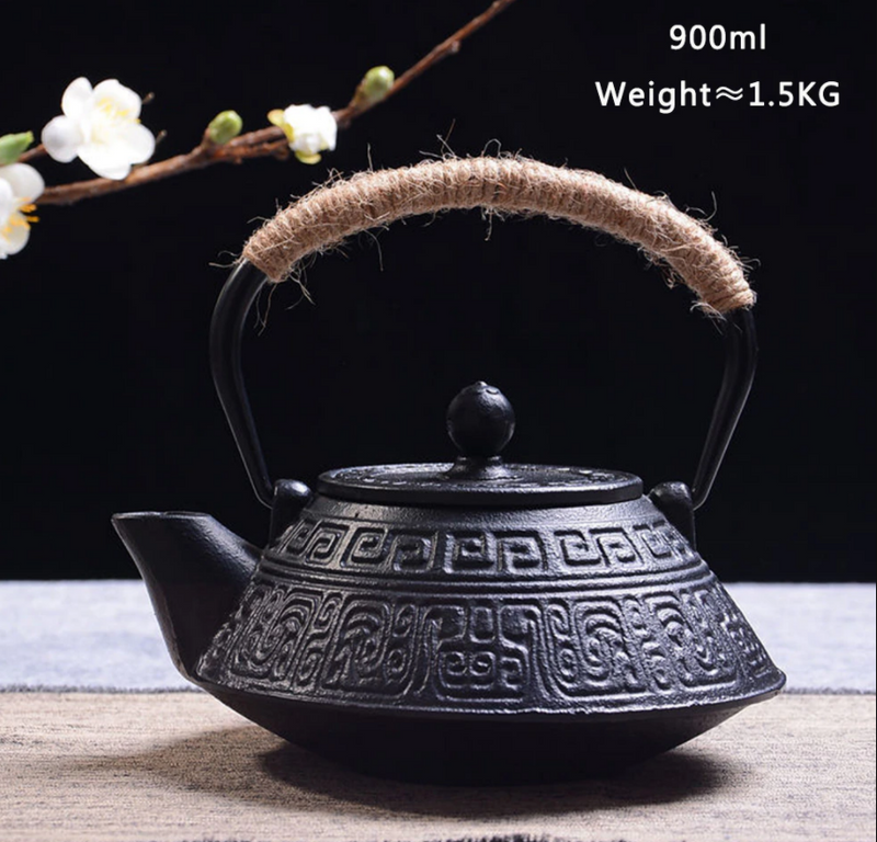 Vintage Japanese Enamel Cast Iron Tea Kettle & Hot Water Kettle 0.9L