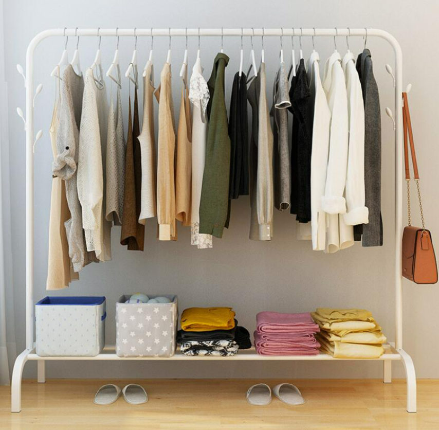 Metal Clothing Rack Floor Standing Hanger, Bedroom Living Room Furniture