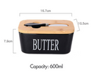 Home Butter Box Butter Container With Knife holder And Wooden Lid Ceramic Box 1 PC By CN