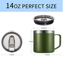 Double Wall 304 Stainless Steel Insulated Mugs with handles & lids coffee mug With Steel Straw 480 ML