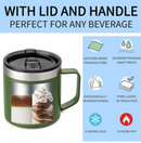 Double Wall 304 Stainless Steel Insulated Mugs with handles & lids coffee mug With Steel Straw 480 ML