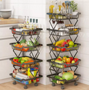 Kitchen Vegetable Storage Rack Foldable Rolling Metal Storage Organizer Cart By CN