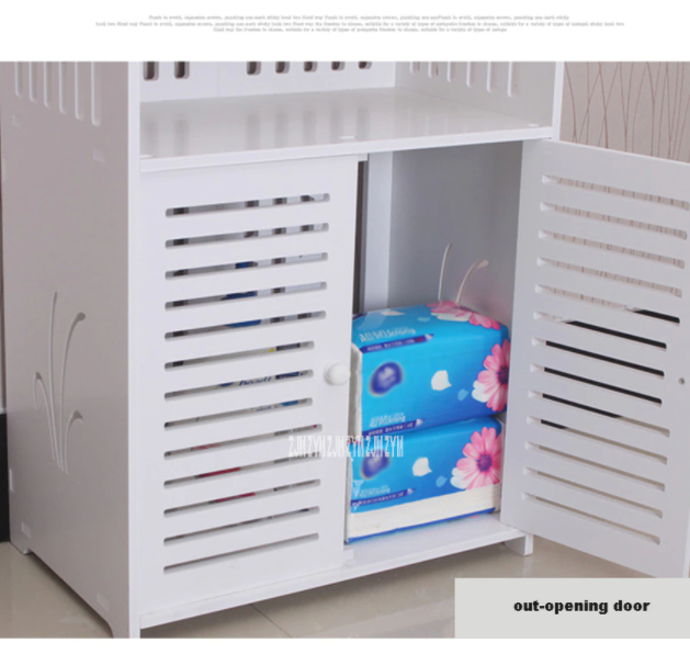 Toilet PVC Storage Bathroom 2 Feet Vanity Floor Standing Shelf Storage Cabinet With Free Soap Dish By Miza