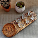 Pine Wood Snack Service Dish with Shot Glasses & Bowl MK