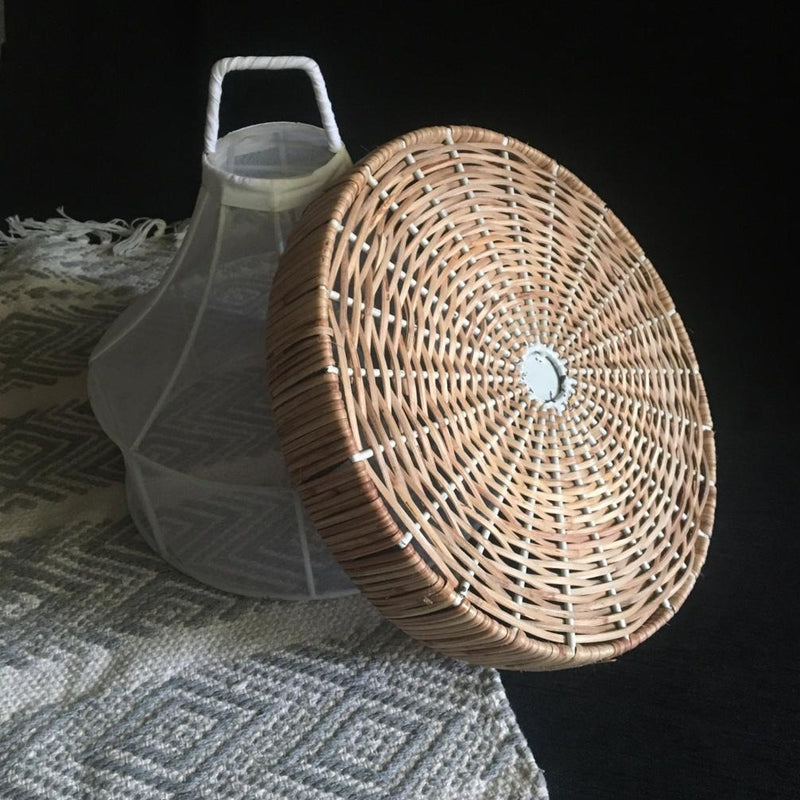 Hand Woven Fruit/Vegetable/Chapati/Breads Serving Dustproof Baskets In Bamboo & Net