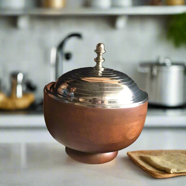 2.5L Serving Casserole/ Chapati Box In Mango Wood & Stainless Steel With Steel Bowl Inside By INDI
