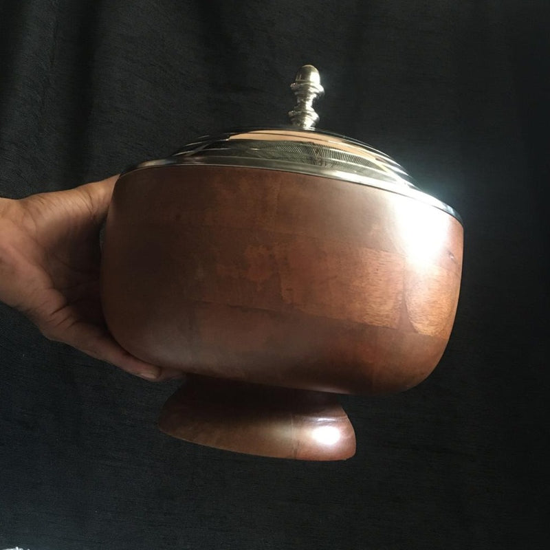 1.5L Serving Casserole/ Chapati Box In Mango Wood & Stainless Steel With Steel Bowl Inside By INDI