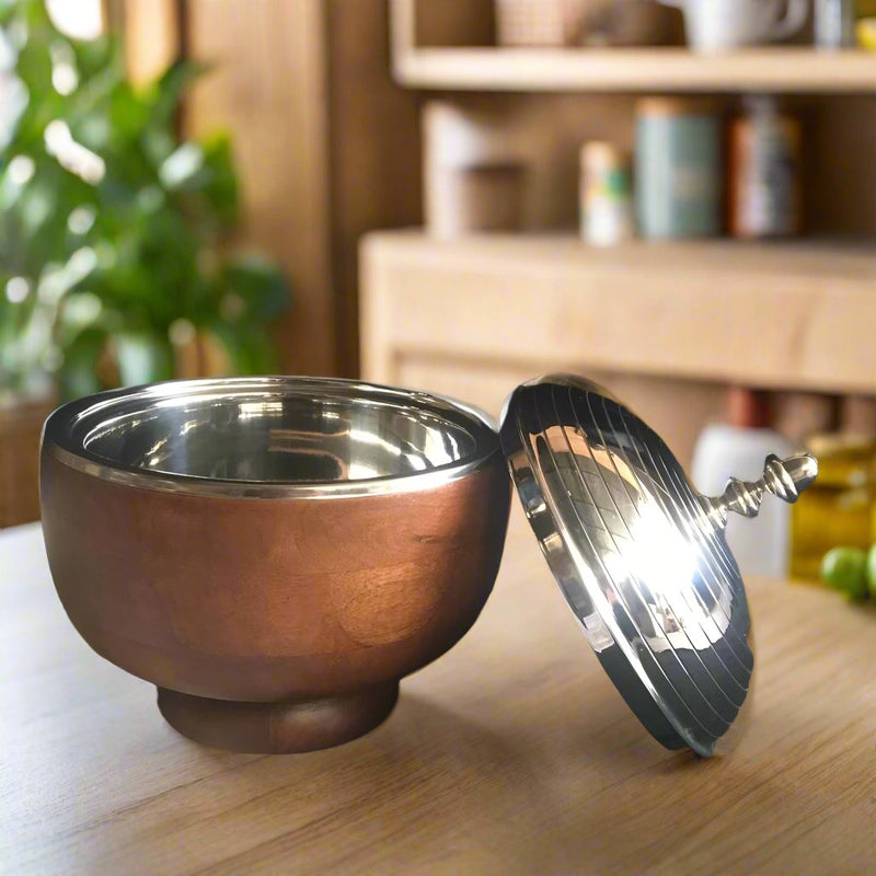 Copper Punjabi Handi Pan With Cover, Clay Color Metal Angithi & Mini Dip  Warmer By MK, PeelOrange.com