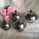 Stainless Steel Set of 4 Fruits & Nuts Bowl / Butter Dish / Serving Dish / Candy Pot With Lid Set Of 4 By INDI