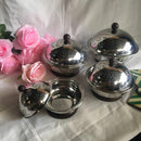 Fruits & Nut Bowl / Butter Dish / Serving Dish/Candy Pot In Stainless Steel With Lid Set Of 4 By INDI