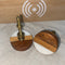 White Marble Stone and Wooden Round Knob 1PC