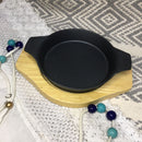 Round Cast Iron Plate Sizzler With Wooden Base | MK