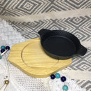 Round Cast Iron Plate Sizzler With Wooden Base | MK