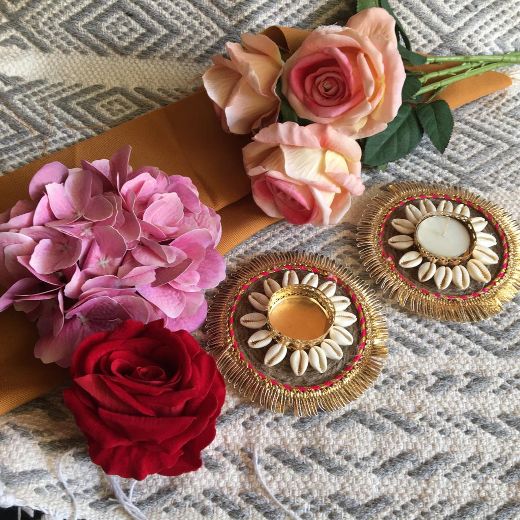 Embroided Floral Rope Diya Diwali Holder for Everyday Home Decoration Or Gifting 1 PC By CC