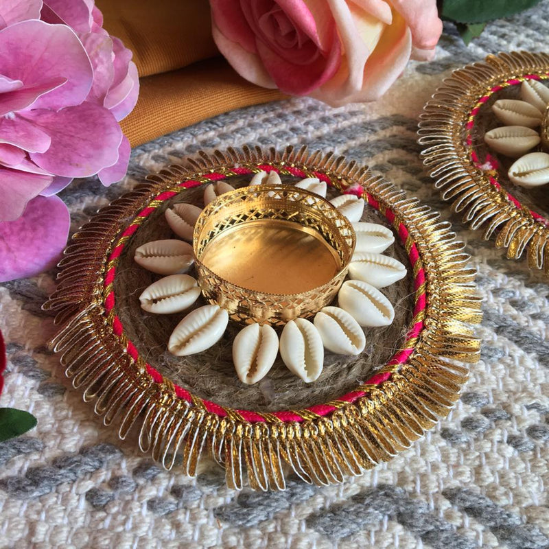 Embroided Floral Rope Diya Diwali Holder for Everyday Home Decoration Or Gifting 1 PC By CC