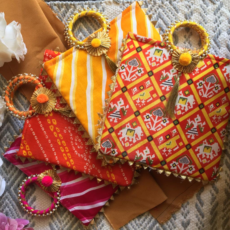 Potli Bag Stylish Bangle Shape Pearl Embroided Handle For Hand Bag Or Gifting 1 PC Random Color By CC