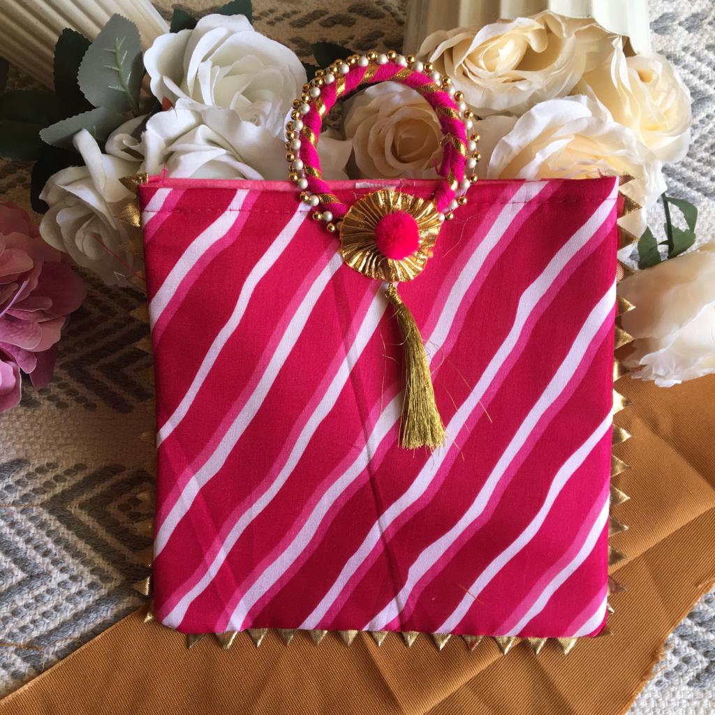 Potli Bag Stylish Bangle Shape Pearl Embroided Handle For Hand Bag Or Gifting 1 PC Random Color By CC