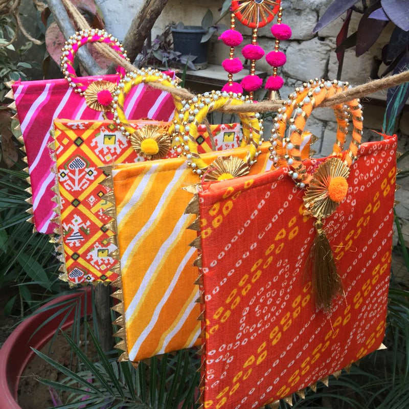 Potli Bag Stylish Bangle Shape Pearl Embroided Handle For Hand Bag Or Gifting 1 PC Random Color By CC