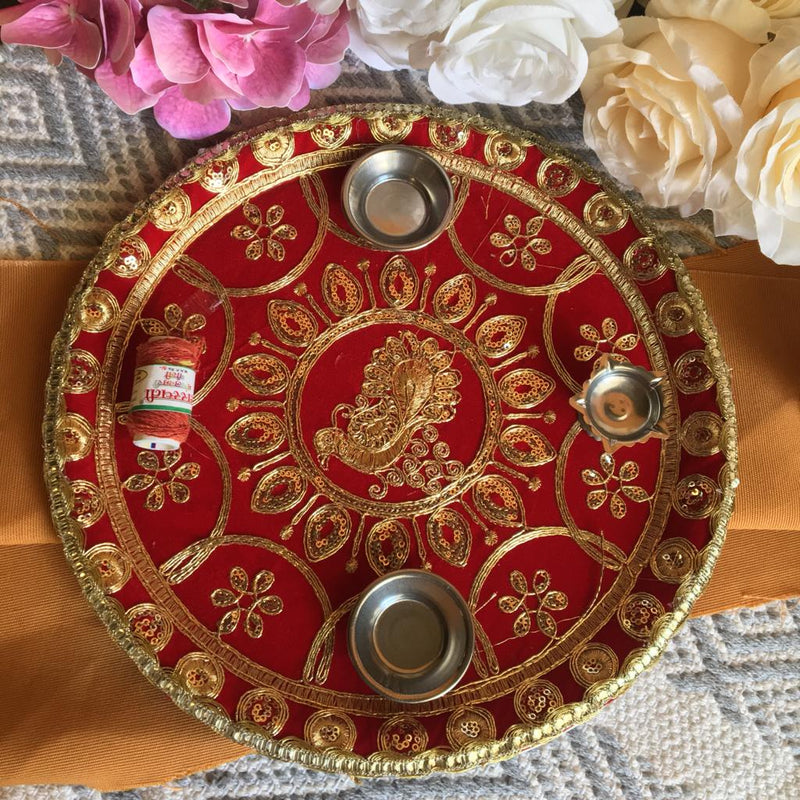 Handcrafted Decorated Complete Thali Set For Karwa Chauth Poojan Diwali Navratri Lakshmi Puja By CC