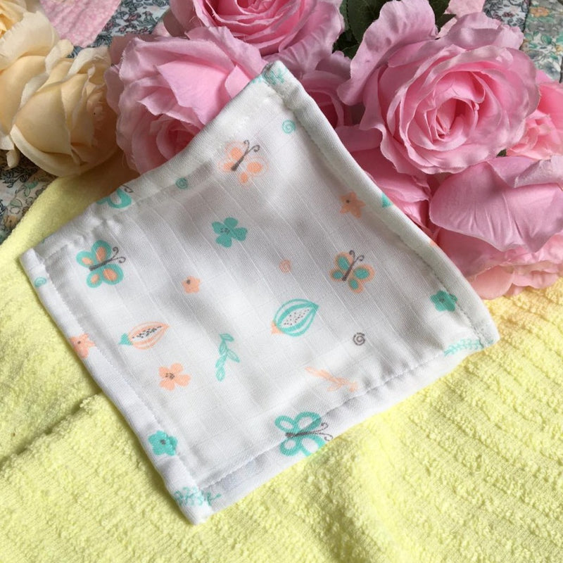 3 Layer Muslin Wipes/Hanky Face Towel For Baby's (Set of 5 Pcs Multi Print ) By MM