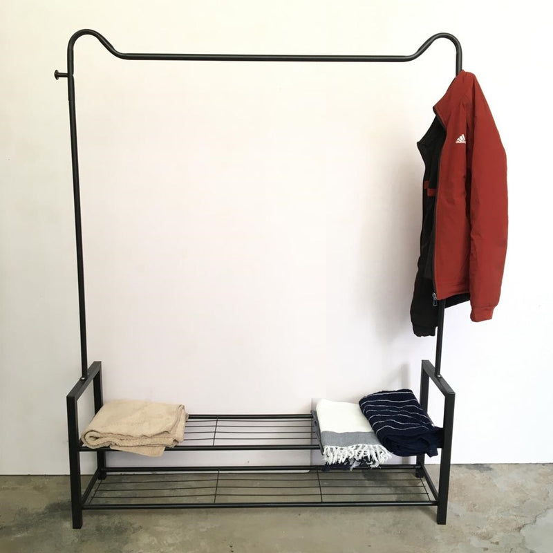Metal Clothing Rack Floor Standing Single Rod Hanger, Bedroom Living Room Furniture