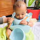 Round Design Eco-Friendly Baby Silicone Bibs Dinner Plate/Feeding Set By CN